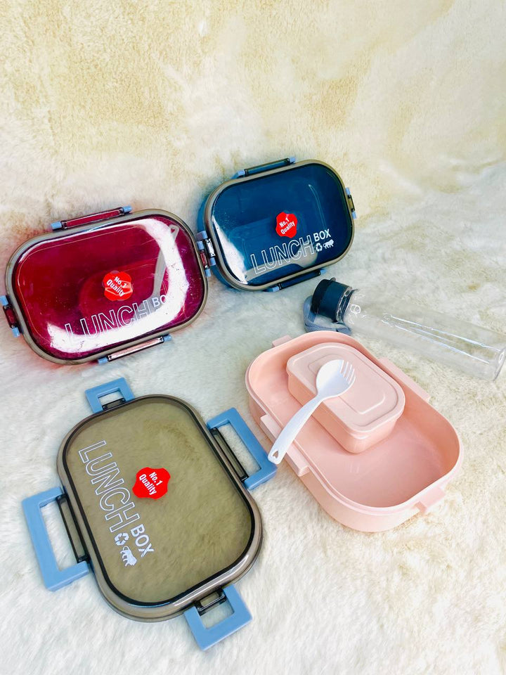 Plastic Lunch Box + Bottle Combo Set